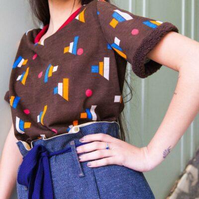 Monchihichi- TShirt en jersey de laine imprimé