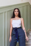ShiwaMompe- Jeans droit noué à la taille
