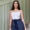 ShiwaMompe- Jeans droit noué à la taille