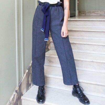 ShiwaMompe- Jeans droit noué à la taille