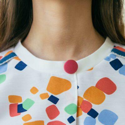 Confetti- Blouse en doupion imprimé