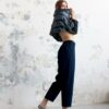 うねり*- Jeans brut à taille élastiquée