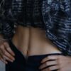 うねり*- Jeans brut à taille élastiquée