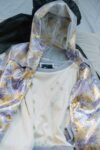 ぱちぱち音* - Blouson en jacquard lamé à capuche